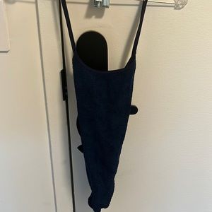 Hunza G navy blue one piece  with bow detail on back